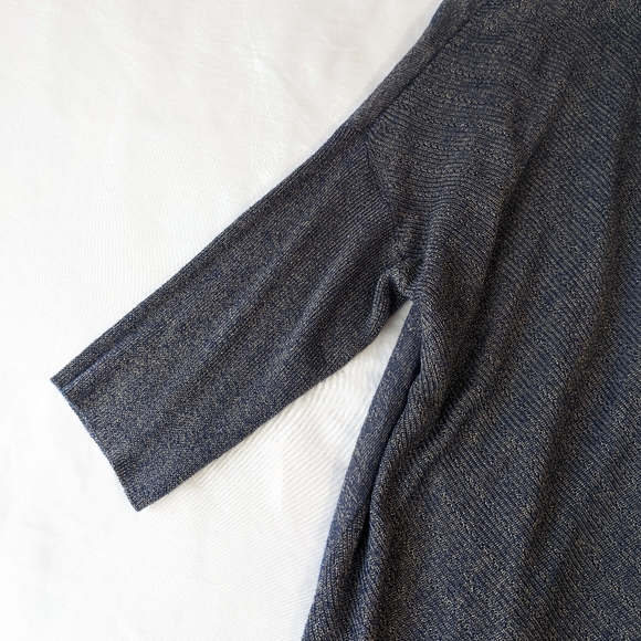 White House Black Market Blue Metallic Knit Top size medium - Picture 7 of 13